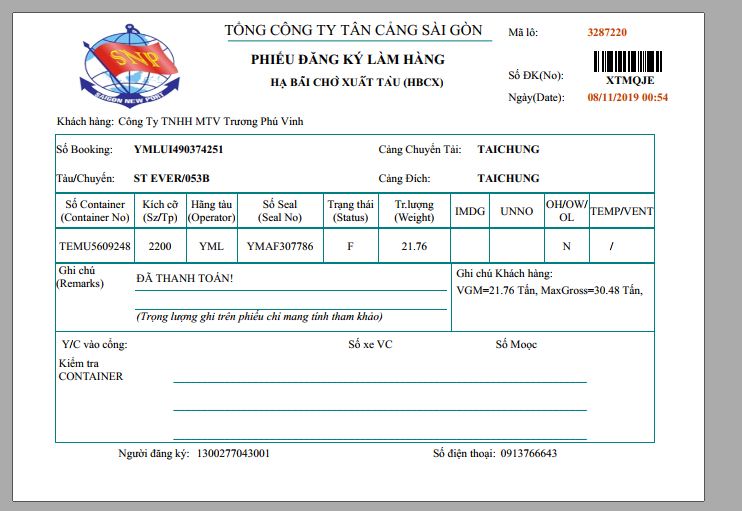 thủ tục hải quan