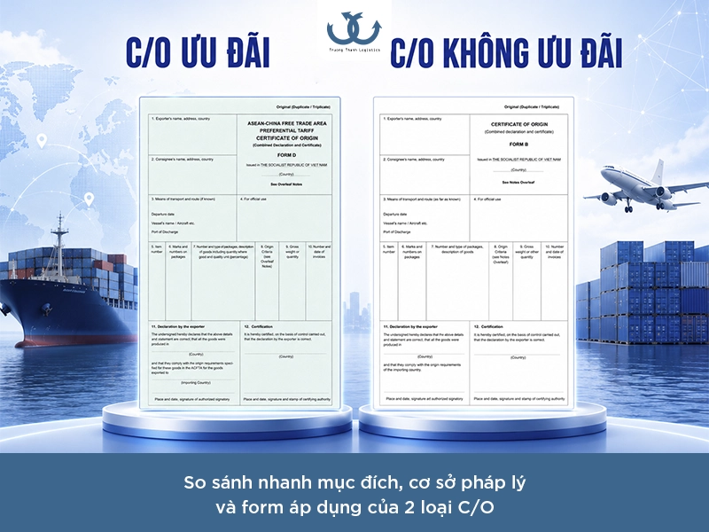 C/O ưu đãi và C/O không ưu đãi 