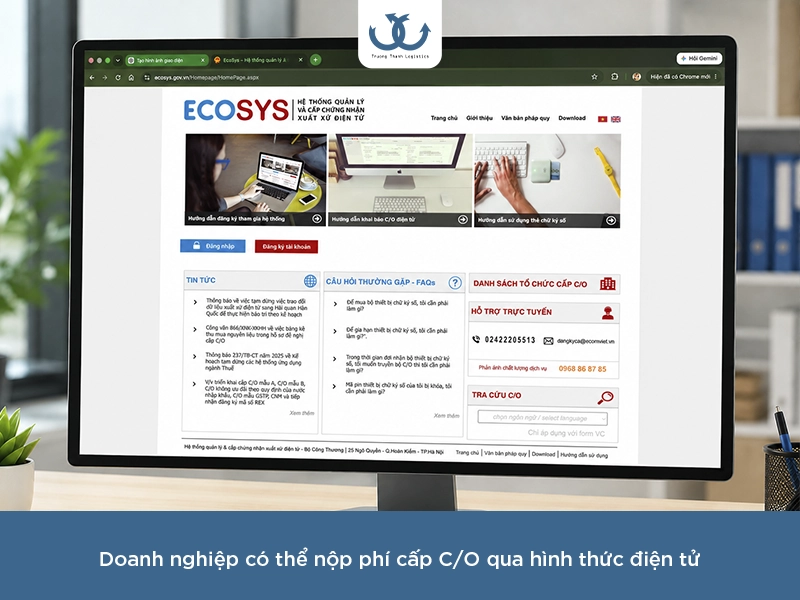 Phí, lệ phí cấp C/O 2026: Mức thu và cách nộp online