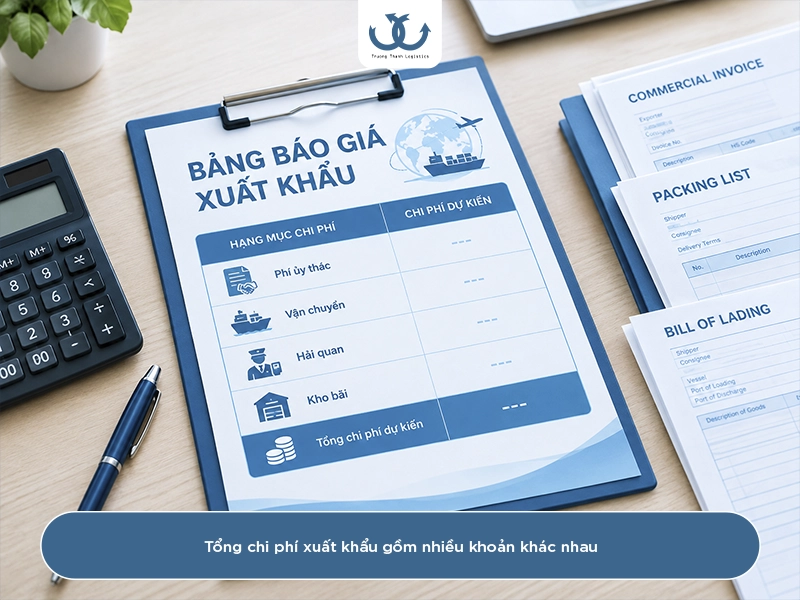 Tổng chi phí xuất khẩu gồm 6 khoản